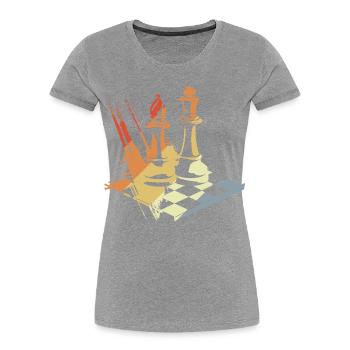 Vintage Chess - Women's Premium Organic T-Shirt - heather grey - Front - Mia (176cm)