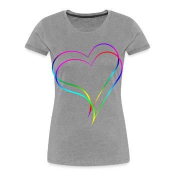 Hearts Rainbow - Love - Women's Premium Organic T-Shirt - heather grey - Front - Mia (176cm)