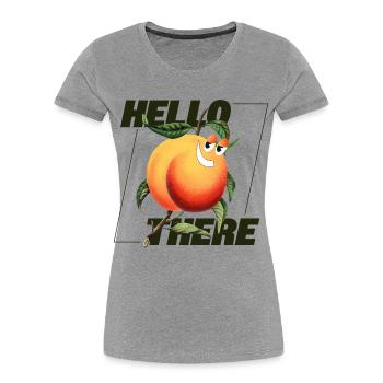 Peach Retro – Déclaration Hello There - T-shirt bio Premium Femme - gris chiné - Devant - Mia (176cm)