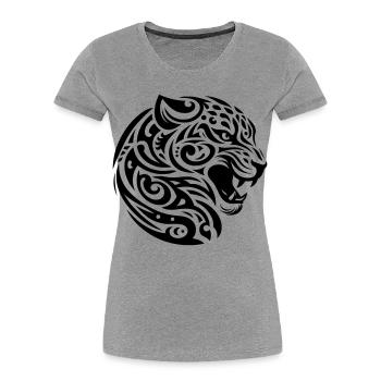 Léopard tribal - T-shirt bio Premium Femme - gris chiné - Devant - Mia (176cm)
