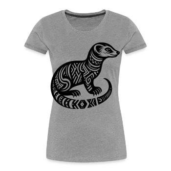 Mangouste tribale - T-shirt bio Premium Femme - gris chiné - Devant - Mia (176cm)