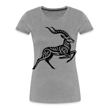 Impala tribal - T-shirt bio Premium Femme - gris chiné - Devant - Mia (176cm)