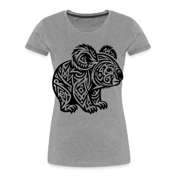 Koala tribal - T-shirt bio Premium Femme - gris chiné - Devant - Mia (176cm)