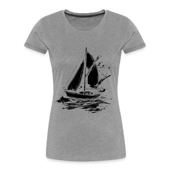 Segelboot - Frauen Premium Bio T-Shirt - Grau meliert - Vorne - Mia (176cm)
