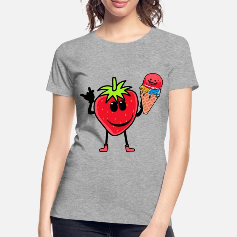 Erdbeerer Erdbeere Eis Eiscrem Eiskrem Kinder Frauen Premium Bio T-Shirt