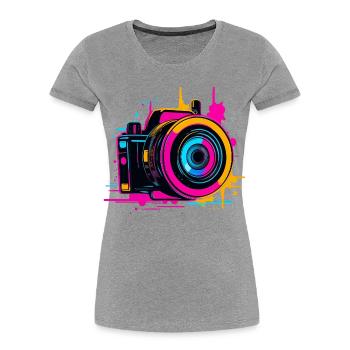 Camera Steamwave - Women's Premium Organic T-Shirt - heather grey - Front - Mia (176cm)