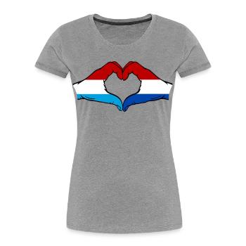 Luxemburg Holland Flagge Haende Herzform - Frauen Premium Bio T-Shirt - Grau meliert - Vorne - Mia (176cm)