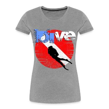 Drapeau de plongée américain - T-shirt bio Premium Femme - gris chiné - Devant - Mia (176cm)