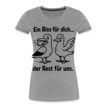 Ein Biss für dich der Rest für uns! - Frauen Premium Bio T-Shirt - Grau meliert - Vorne - Mia (176cm)