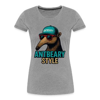 Antbeary Style Aardvark Cartoon - Women's Premium Organic T-Shirt - heather grey - Front - Mia (176cm)