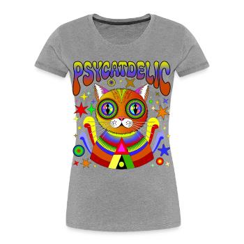 PSYCATDELIC - Frauen Premium Bio T-Shirt - Grau meliert - Vorne - Mia (176cm)