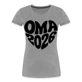Oma 2026 - Frauen Premium Bio T-Shirt - Grau meliert - Vorne - Mia (176cm)