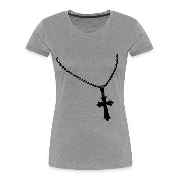 Necklace with cross - Women's Premium Organic T-Shirt - heather grey - Front - Mia (176cm)