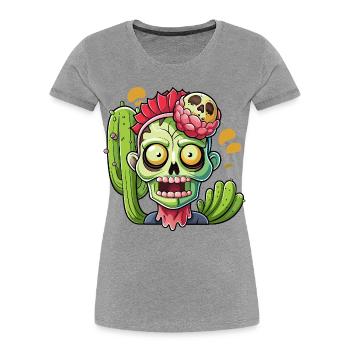 Vivid Retro Day of the Dead Skull - Women's Premium Organic T-Shirt - heather grey - Front - Mia (176cm)