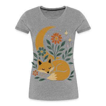 Nächtliches Fuchs- und florales Harmonie-Design - Frauen Premium Bio T-Shirt - Grau meliert - Vorne - Mia (176cm)