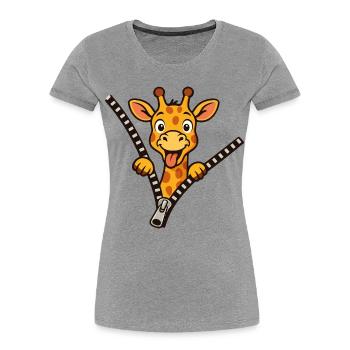 Freche Giraffe - Frauen Premium Bio T-Shirt - Grau meliert - Vorne - Mia (176cm)