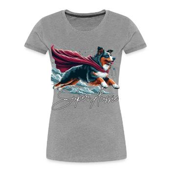 Super Dog Australian Shepherd Sheppie Gift - Women's Premium Organic T-Shirt - heather grey - Front - Mia (176cm)