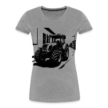 Tracteur Power Vintage - T-shirt bio Premium Femme - gris chiné - Devant - Mia (176cm)
