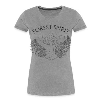 Waldgeist, Pilz und Farn - Frauen Premium Bio T-Shirt - Grau meliert - Vorne - Mia (176cm)
