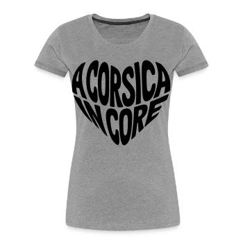 A Corsica In Core - T-shirt bio Premium Femme - gris chiné - Devant - Mia (176cm)