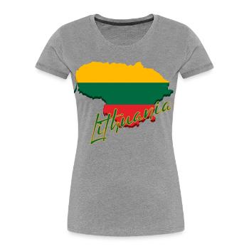 Landkarte von Litauen, Flagge von Litauen - Frauen Premium Bio T-Shirt - Grau meliert - Vorne - Mia (176cm)
