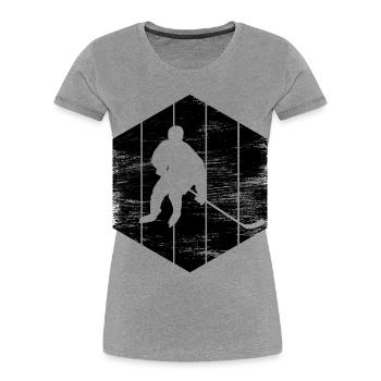 Dessin de hockey sur glace - T-shirt bio Premium Femme - gris chiné - Devant - Mia (176cm)
