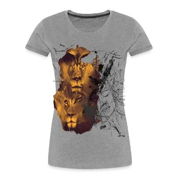 "Leo_25" by Acryl Galerie & Design - Women's Premium Organic T-Shirt - heather grey - Front - Mia (176cm)