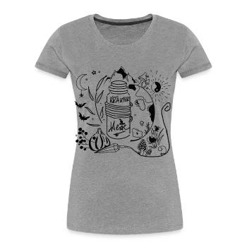 Krauterhexe - Frauen Premium Bio T-Shirt - Grau meliert - Vorne - Mia (176cm)