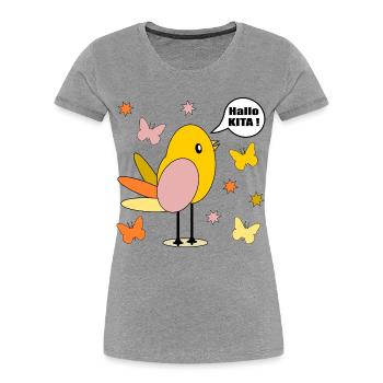 HALLO KITA KIND KINDERTAGESSTÄTTE VOGEL - Frauen Premium Bio T-Shirt - Grau meliert - Vorne - Mia (176cm)