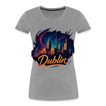 Dublin Capital Ireland Silhouette Gift - Women's Premium Organic T-Shirt - heather grey - Front - Mia (176cm)