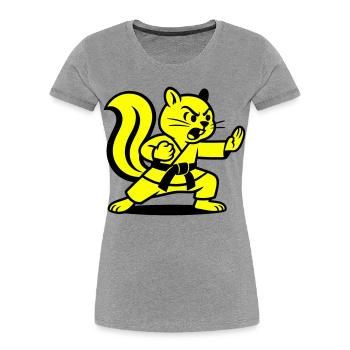 Karate Eichhörnchen! - Frauen Premium Bio T-Shirt - Grau meliert - Vorne - Mia (176cm)
