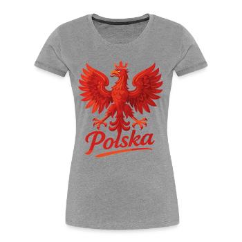 Pologne Polska aigle drapeau drapeau épique cadeau - T-shirt bio Premium Femme - gris chiné - Devant - Mia (176cm)