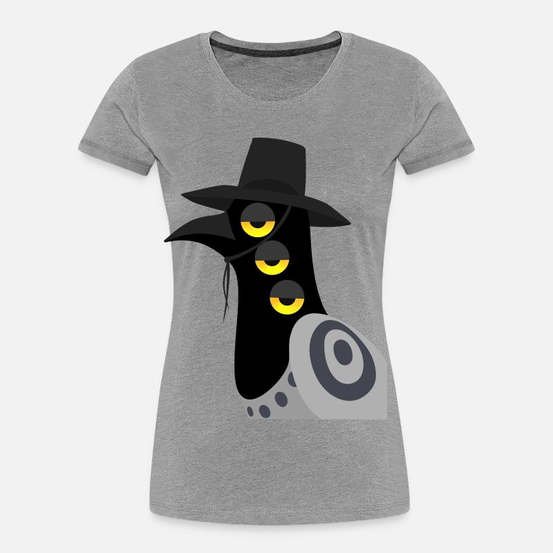 Dämonischer Vogel skeptisch - Frauen Premium Bio T-Shirt - Grau meliert