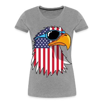 Eagle and American Flag - Women's Premium Organic T-Shirt - heather grey - Front - Mia (176cm)
