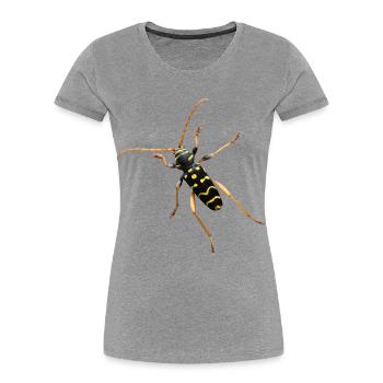 Cerf bélier en chêne - T-shirt bio Premium Femme - gris chiné - Devant - Mia (176cm)
