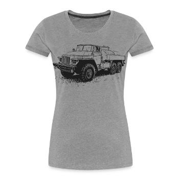 Ural Power – heavyweight on wheels - Women's Premium Organic T-Shirt - heather grey - Front - Mia (176cm)