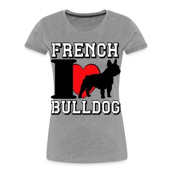 Bouledogue français .............................. - T-shirt bio Premium Femme - gris chiné - Devant - Mia (176cm)