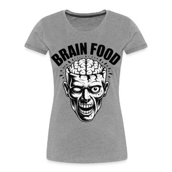 Brain Food – Lustiger Zombie mit Gehirn - Frauen Premium Bio T-Shirt - Grau meliert - Vorne - Mia (176cm)