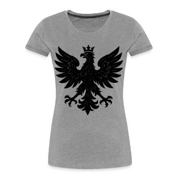 Polen Polska Adler Flagge Fahne grafisch Geschenk - Frauen Premium Bio T-Shirt - Grau meliert - Vorne - Mia (176cm)