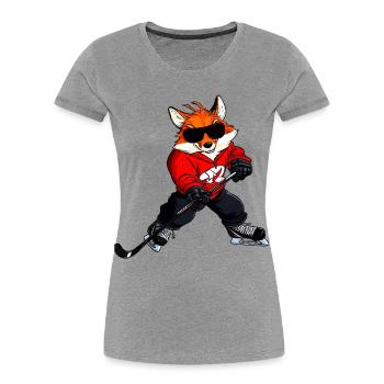 Eishockey Fuchs - Frauen Premium Bio T-Shirt - Grau meliert - Vorne - Mia (176cm)