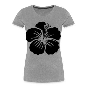 Hibiscus Flower – SVG Black or White Icon Icon - Women's Premium Organic T-Shirt - heather grey - Front - Mia (176cm)