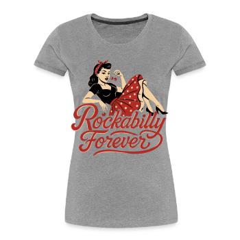 Rockabilly Forever Cherries Wife 50s Gift - Women's Premium Organic T-Shirt - heather grey - Front - Mia (176cm)