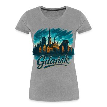 Gdańsk Silhouette maritime Gdańsk Pologne Cadeau - T-shirt bio Premium Femme - gris chiné - Devant - Mia (176cm)