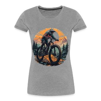 Mountainbiken - Frauen Premium Bio T-Shirt - Grau meliert - Vorne - Mia (176cm)
