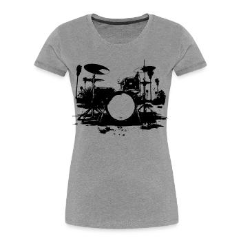 Percussion - T-shirt bio Premium Femme - gris chiné - Devant - Mia (176cm)