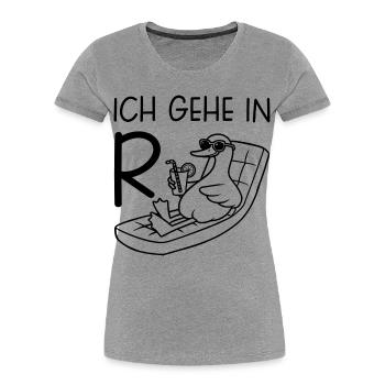 Verzierte Mandala-Tapete in Blau - Frauen Premium Bio T-Shirt - Grau meliert - Vorne - Mia (176cm)
