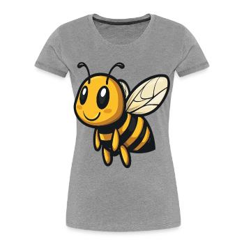 Abeille douce et occupée :) - T-shirt bio Premium Femme - gris chiné - Devant - Mia (176cm)