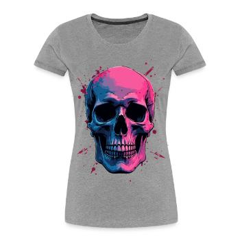 Neon Skull - Frauen Premium Bio T-Shirt - Grau meliert - Vorne - Mia (176cm)