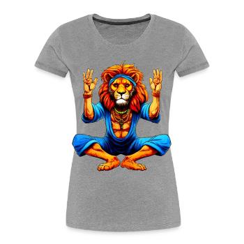 Lion Yoga - Women's Premium Organic T-Shirt - heather grey - Front - Mia (176cm)