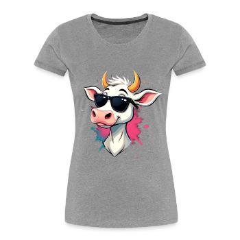 Chillen mit Sonnenbrille Kuh - Frauen Premium Bio T-Shirt - Grau meliert - Vorne - Mia (176cm)
